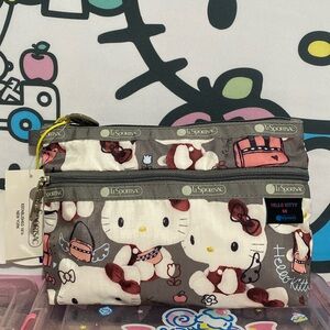 NWT New LeSportsac x Hello Kitty 45th Anniversary sanrio cosmetic clutch pouch